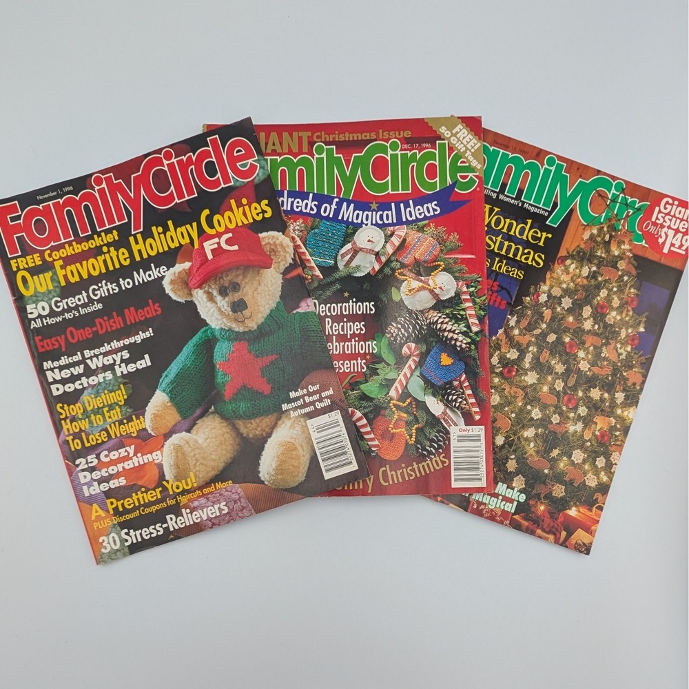 Vintage Family Circle Holiday Magazine Lot 1996 1998 Christmas Cookies Recipes